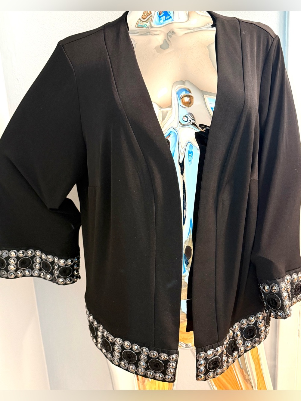 Tiana B. Black Women’s Jacket with Embroidered Accents and Sequins 16